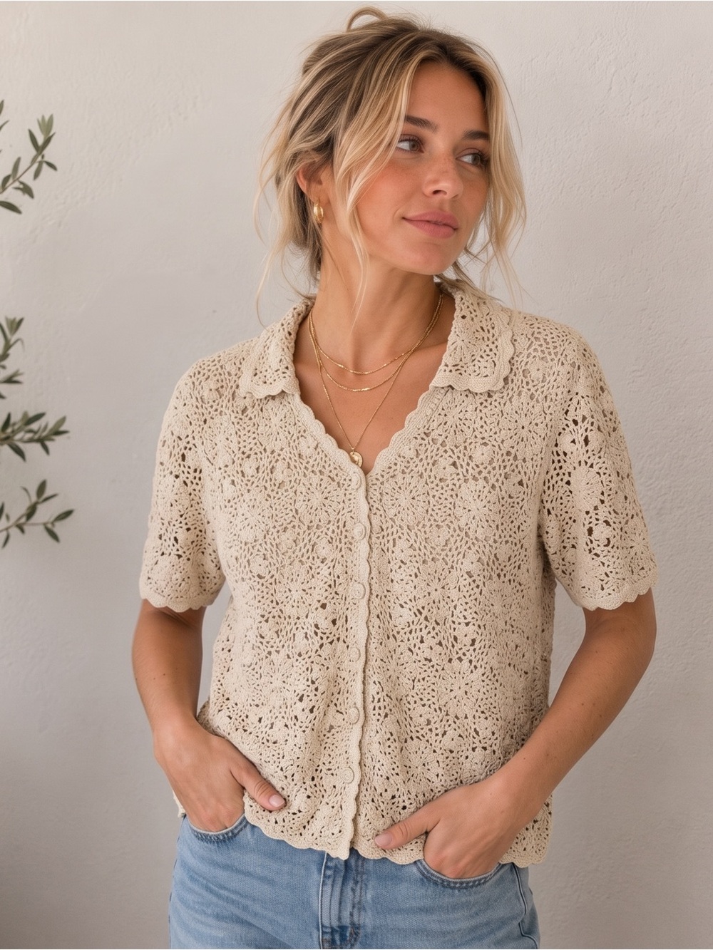VINTAGE LAURA SCOTT Crochet Cardigan